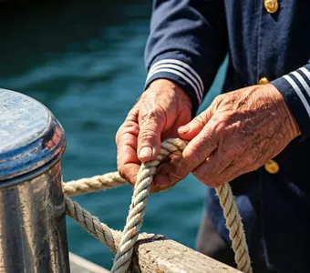 Experienced sailor's hands